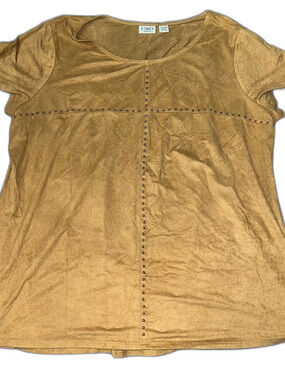 Plus Size Faux Suede Western Style Top with Rivet Detailing